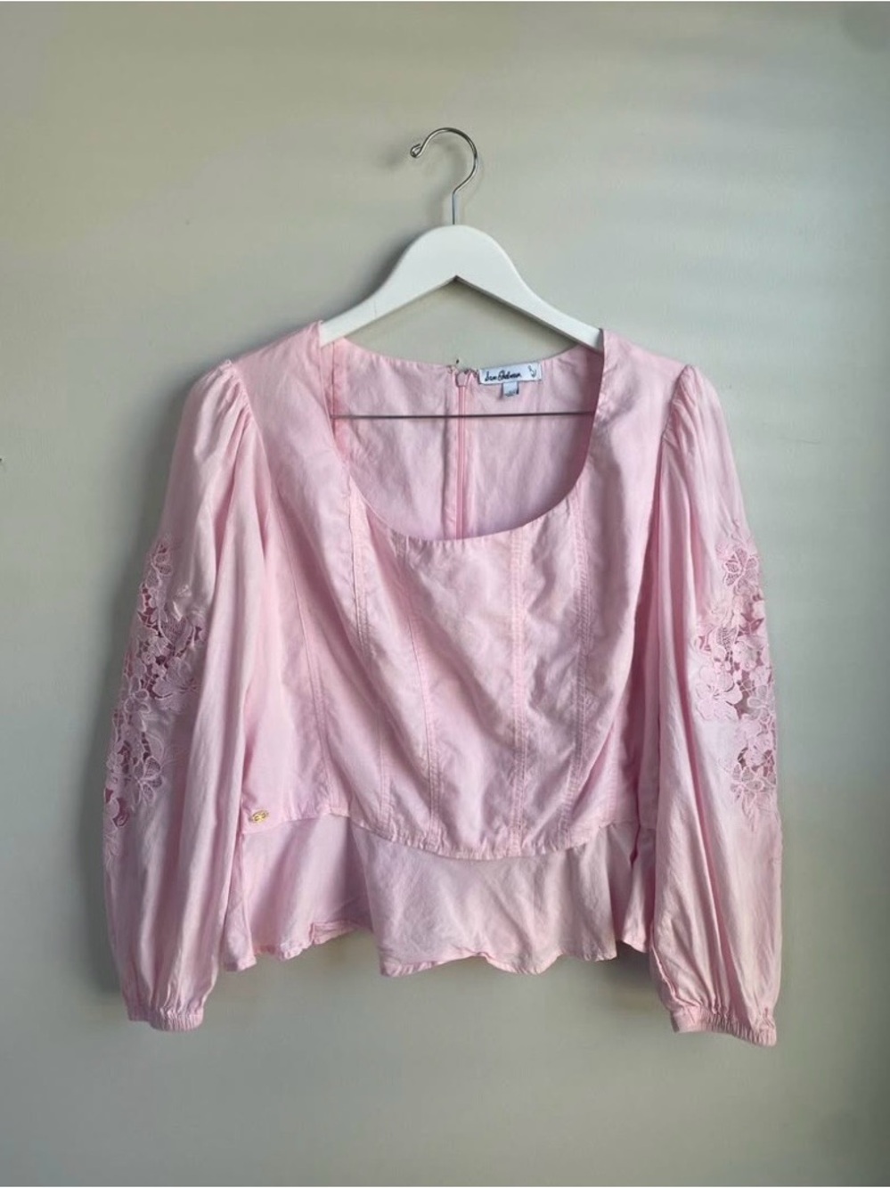 Sam Edelman Light Pink Embroidered Peasant Blouse